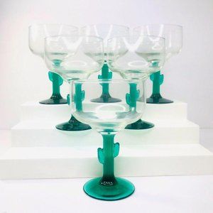 Full Set of 6 Cactus Margarita Glasses